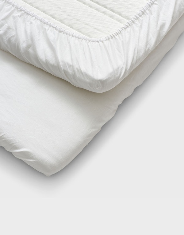 CURA Calm Linen Fitted sheet White 90x200