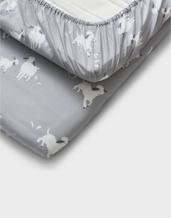 CURA Cotton Fitted Sheet Sheep 90x200